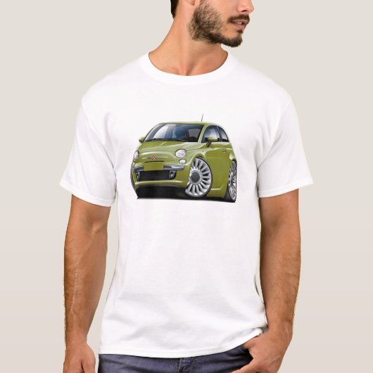 Oliven-Auto Fiats 500 T-Shirt (Vorderseite)