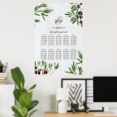Oliven-Blätter Griechische Insel Hochzeitssitzkart Poster (Heimbüro)