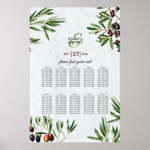 Oliven-Blätter Griechische Insel Hochzeitssitzkart Poster