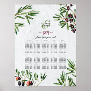Oliven-Blätter Griechische Insel Hochzeitssitzkart Poster