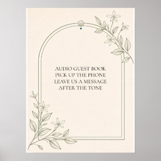 Oliven-Botanik-Audio-Gästebuch-Hochzeitsschild Poster