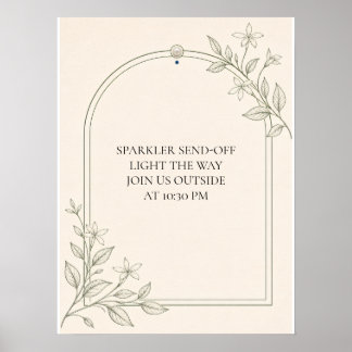 Oliven-Botanik-Funken-Abschied-Hochzeitsschild Poster