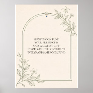 Oliven-Botanik-Hochzeitsreise-Fonds-Hochzeitsschil Poster