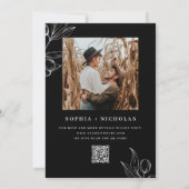 Oliven botanische schwarze Hochzeit - Foto & QR-Co Einladung (Rückseite)