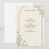 Oliven-Botanischer-Bogen-Hochzeits-Dinner-Menü Menükarte (Vorne/Hinten)
