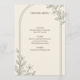 Oliven-Botanischer-Bogen-Hochzeits-Dinner-Menü Menükarte