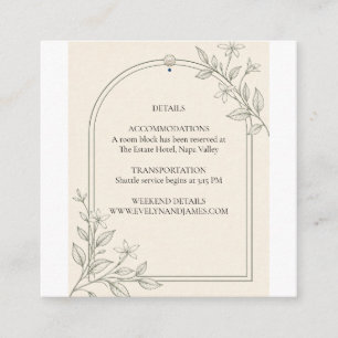 Oliven Botanischer Torbogen Hochzeitsdetails Karte