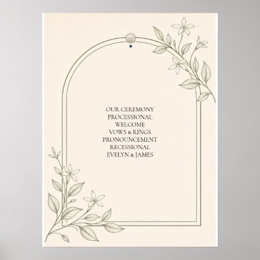 Oliven-Botanisches Hochzeitszeremonie-Programm-Sch Poster (Vorne)