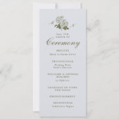 Oliven-Botanisches-Monogramm-Hochzeitsprogramm Einladung (Vorderseite)