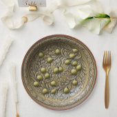 Oliven-Branch-Imitats, mediterrane Keramik Pappteller