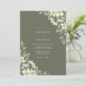 Oliven-Creme-Blatt-Hochzeit Einladung (Stehend Vorderseite)