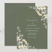Oliven-Creme-Blatt-Hochzeit Einladung (Vorne/Hinten)