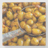 Oliven der Sorte Nocellara Etnea Steinuntersetzer (Vorderseite)