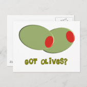 Oliven Design spendet "Got Oliven?" Postkarte (Vorne/Hinten)