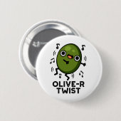 Oliven-Drehung Funny Obstblütenpuin Button (Vorne & Hinten)