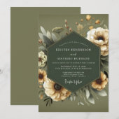 Oliven-düstere Anemonen-Hochzeit Einladung (Vorne/Hinten)