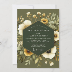 Oliven-Erden-Ton Botanische Hochzeit Einladung