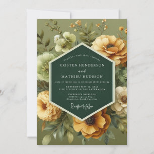 Oliven-Farbton-Wiese-Hochzeit Einladung