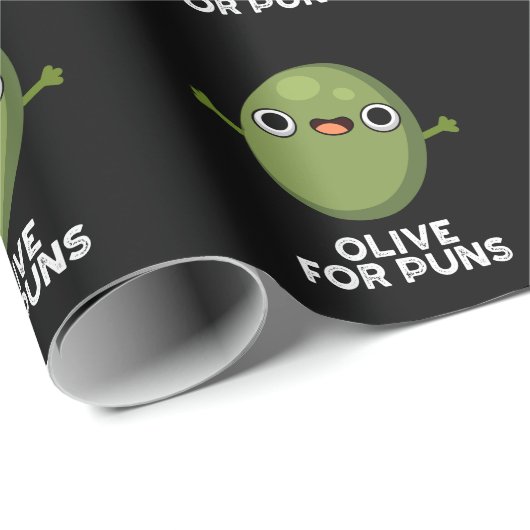 Oliven für Puns Funny Olive Obstpun Dark BG Geschenkpapier (Rolleneckpunkt)