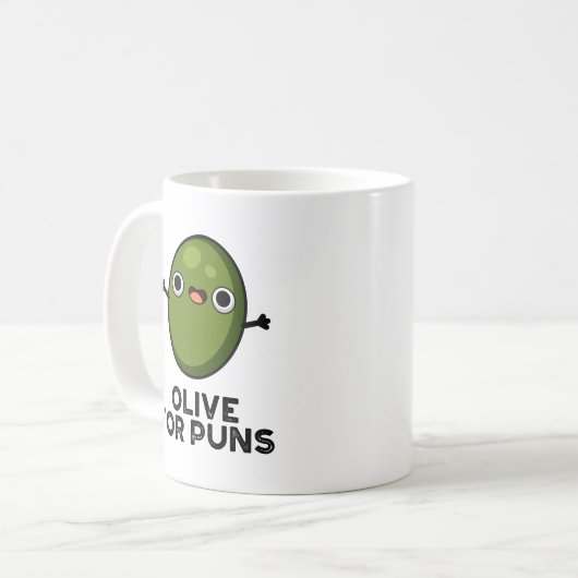 Oliven für Puns Funny Olive Obstpuppe Kaffeetasse (Vorderseite Links)
