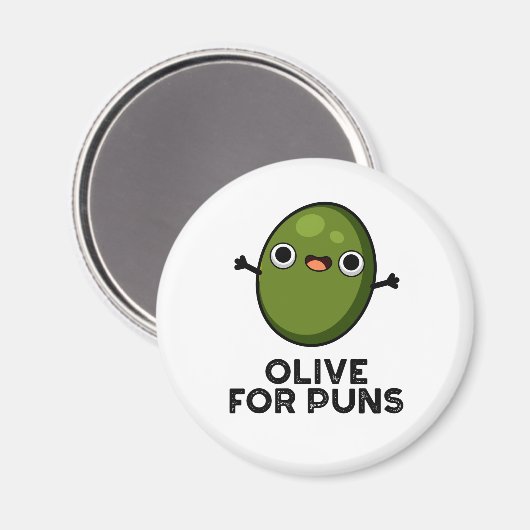 Oliven für Puns Funny Olive Obstpuppe Magnet (Vorderseite/Rückseite)