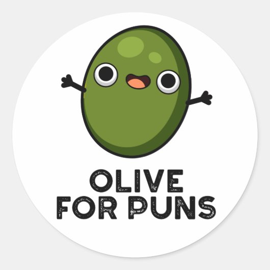 Oliven für Puns Funny Olive Obstpuppe Runder Aufkleber (Vorderseite)