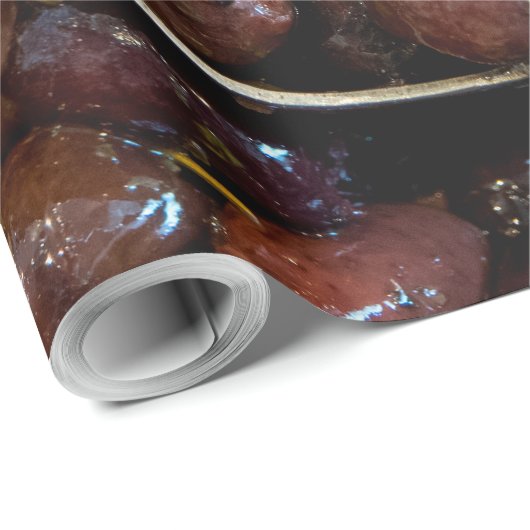 Oliven, gesäumt, schwarz und grün geschenkpapier (Rolleneckpunkt)