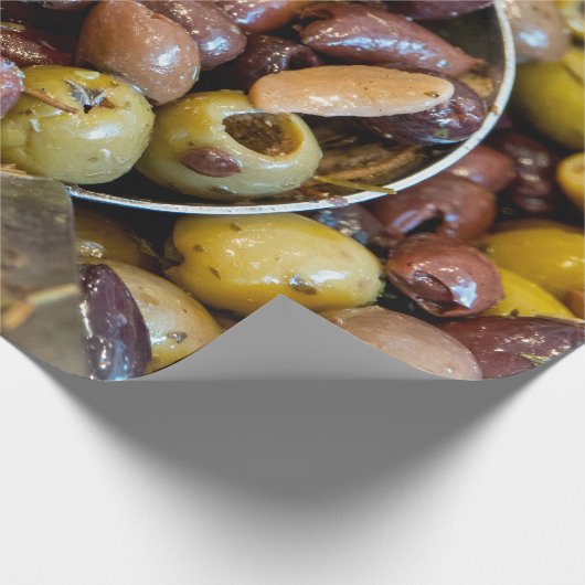 Oliven, gesäumt, schwarz und grün geschenkpapier (Ecke)