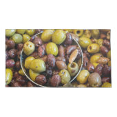 Oliven, gesäumt, schwarz und grün kissenbezug (Rückseite-Links)