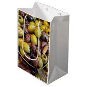 Oliven, gesäumt, schwarz und grün mittlere geschenktüte (Vorderseite Schrägansicht)