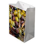 Oliven, gesäumt, schwarz und grün mittlere geschenktüte (Rückseite Schrägansicht)