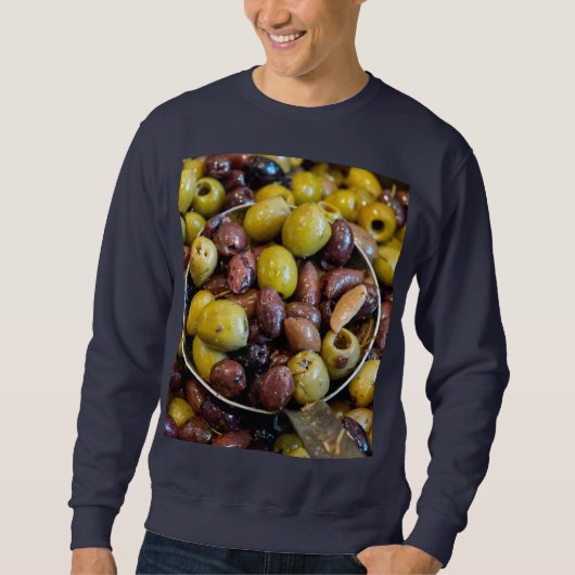 Oliven, gesäumt, schwarz und grün sweatshirt (Vorderseite)