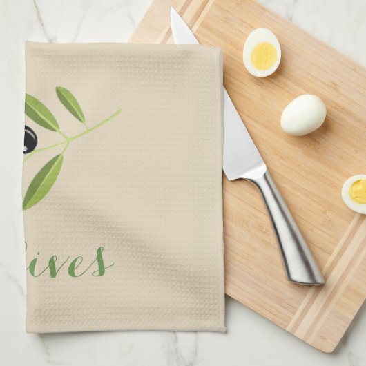 Oliven Geschirrtuch (Viertel Falte)