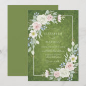 Oliven-Gold-Blüten-Hochzeit Einladung (Vorne/Hinten)