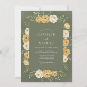 Oliven-Gold-Kranz-Hochzeit Einladung