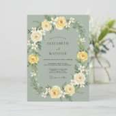 Oliven-Grau-Rosen-Hochzeit Einladung (Stehend Vorderseite)