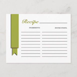 Oliven Green Ribbon-Rezept-Karte Postkarte