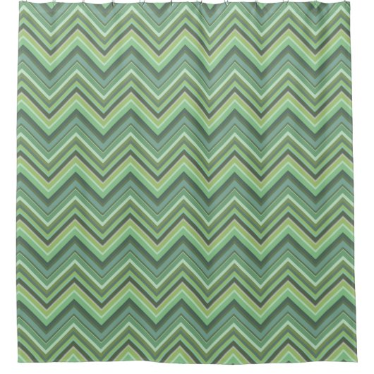 Oliven Green Zigzag Duschvorhang (Vorderseite)