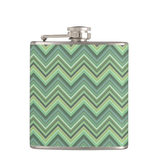Oliven Green Zigzag Flachmann (Vorderseite)