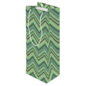 Oliven Green Zigzag Geschenktüte Für Weinflaschen (Rückseite Schrägansicht)