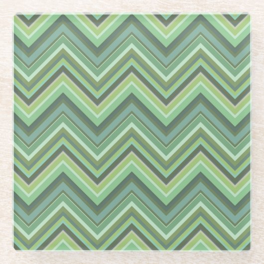 Oliven Green Zigzag Glasuntersetzer (Vorderseite)