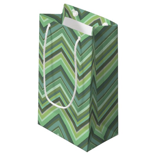 Oliven Green Zigzag Kleine Geschenktüte (Vorderseite Schrägansicht)