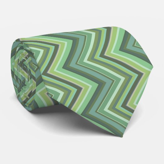 Oliven Green Zigzag Krawatte (Gerollt)