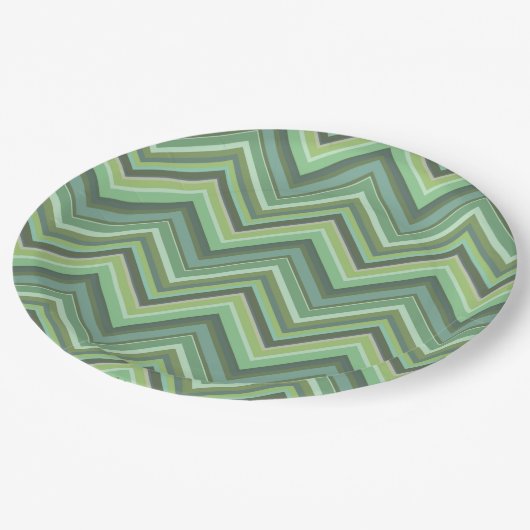 Oliven Green Zigzag Pappteller (Schrägansicht)