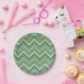 Oliven Green Zigzag Pappteller (Party)