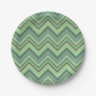 Oliven Green Zigzag Pappteller
