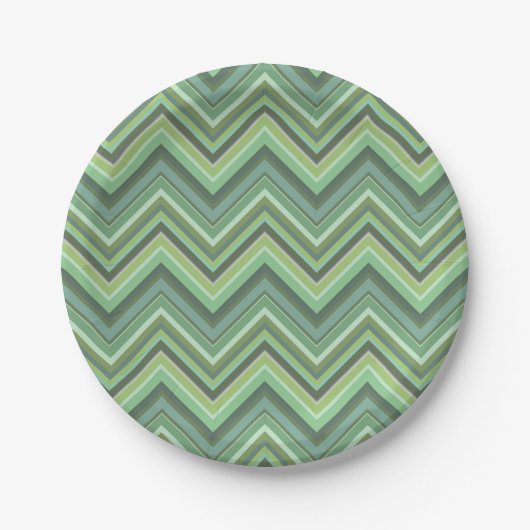 Oliven Green Zigzag Pappteller (Vorderseite)