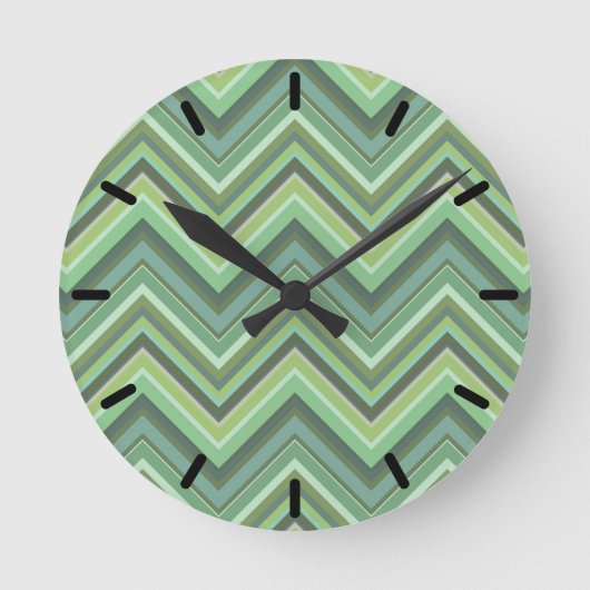 Oliven Green Zigzag Runde Wanduhr (Vorderseite)
