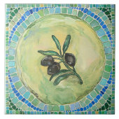 "Oliven", große (6" x 6") Keramik-Fliese Fliese (Vorderseite)