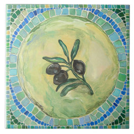 "Oliven", große (6" x 6") Keramik-Fliese Fliese